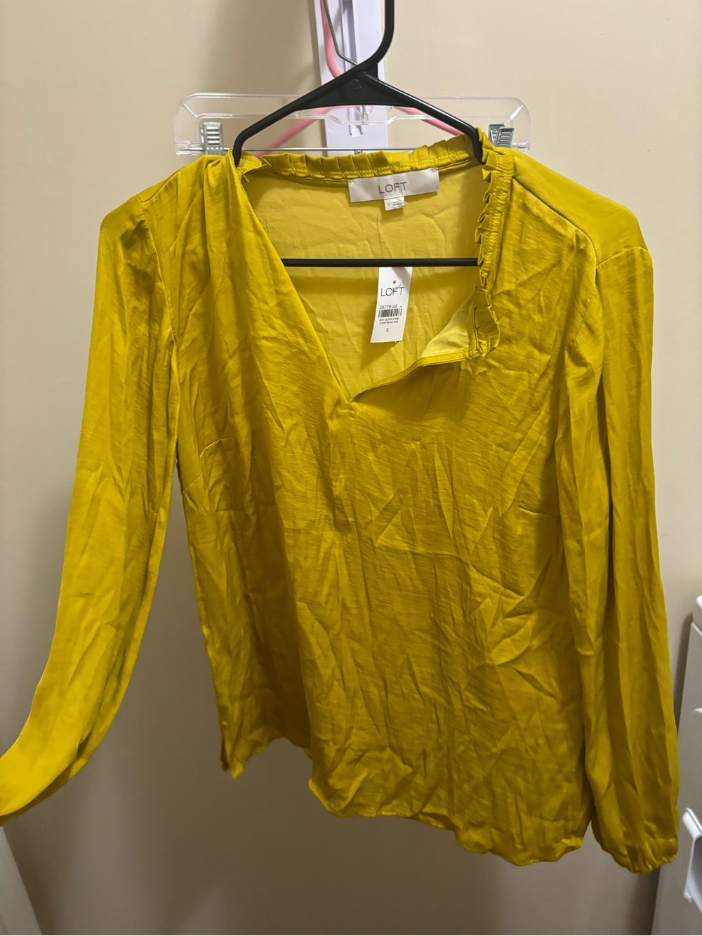 LOFT Yellow V-Neck Long Sleeve Blouse